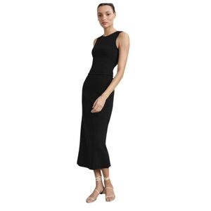 La Ligne smocked midi skirt black